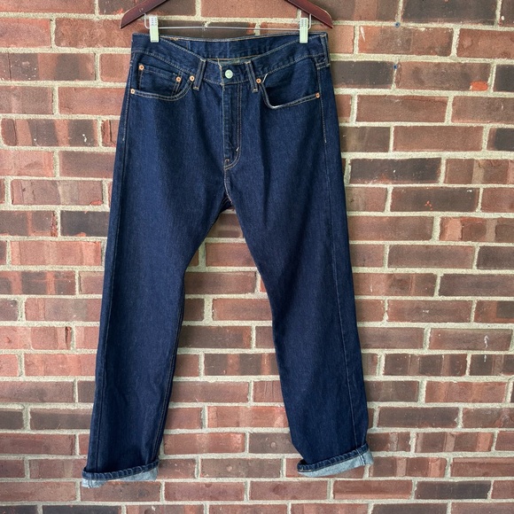 mens levi 505 jeans size 32x32 Boot Cut Blue Denim - Picture 1 of 9